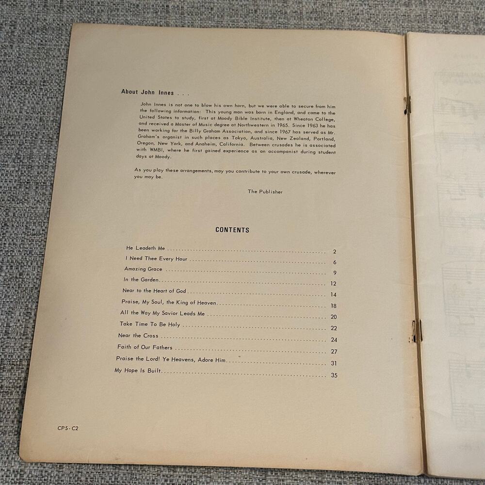 Vintage 1960s music book Crusade Piano Stylings John Innes of Billy Graham Team